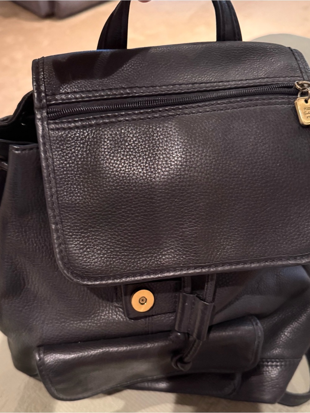 Fossil Black Leather Backpack